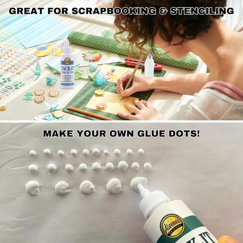 Tacky Glue for Crafts Accessory Bundle, Aleene's Tack It Over and Over Glue, 4 oz (2 Bottles), with 8 Assorted Foam Brushes and 100 ml Plastic Measuring Cup by Charisity, 11 Items in Saudi Arabia