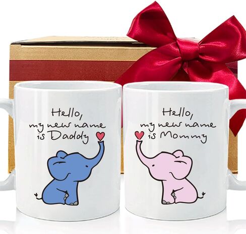 كوب Hello My New Name is Mommy and Daddy، مجموعة هدايا Mommy Daddy لأول مرة، إعلان الحمل، هدية للآباء الجدد، كوب يكشف عن الطفل in Kuwait