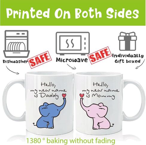 كوب Hello My New Name is Mommy and Daddy، مجموعة هدايا Mommy Daddy لأول مرة، إعلان الحمل، هدية للآباء الجدد، كوب يكشف عن الطفل in Kuwait