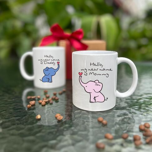 كوب Hello My New Name is Mommy and Daddy، مجموعة هدايا Mommy Daddy لأول مرة، إعلان الحمل، هدية للآباء الجدد، كوب يكشف عن الطفل in Kuwait