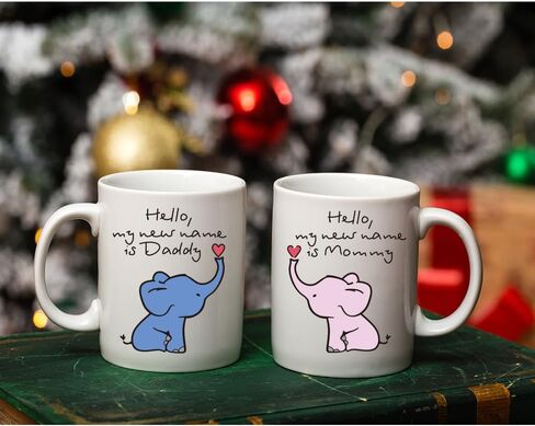 كوب Hello My New Name is Mommy and Daddy، مجموعة هدايا Mommy Daddy لأول مرة، إعلان الحمل، هدية للآباء الجدد، كوب يكشف عن الطفل in Kuwait