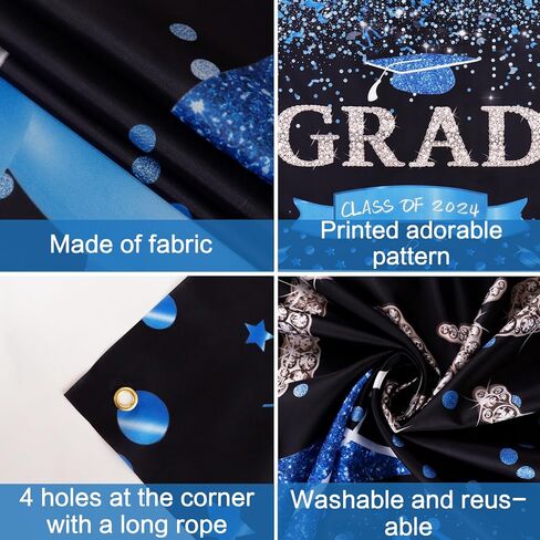 Trgowaul 2024 ديكورات التخرج فئة 2024 باللونين الأحمر والأسود، ديكورات التخرج لافتة تخرج تهنئة، لوازم حفلات التخرج للكلية/المدرسة الثانوية، ديكورات حفلات التخرج 2024 فتاة بوي in Kuwait