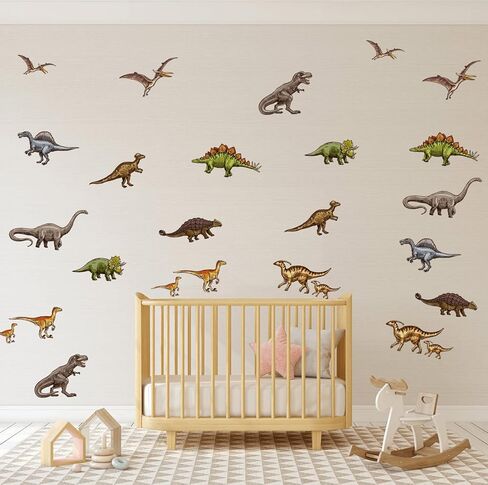26 قطعة من ملصقات الحائط على شكل ديناصورات قابلة للتقشير واللصق، ملصقات جدارية على شكل ديناصور قابلة للإزالة، ديكور لغرفة الديناصورات للأطفال الأولاد، غرفة النوم، غرفة المعيشة، ديكور الفصل الدراسي in Kuwait