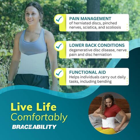 BraceAbility Plus Size 3XL دعامة الظهر لعلاج السمنة - XXXL حزام دعم قطني كبير وطويل للسمنة وآلام أسفل الظهر لدى الرجال والنساء ذوي الوزن الزائد أو الثقيل أو الزائد (يناسب 55 "-61") in Saudi Arabia