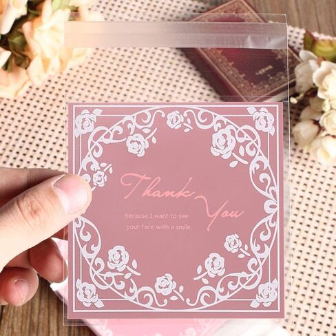 حقيبة حلوى ذاتية اللصق 300 قطعة 3 أنماط مختلفة أكياس كوكيز بلاستيكية ذاتية اللصق 100 قطعة من أكياس أزهار الكرز، 100 قطعة من أكياس الورد الوردي و100 قطعة من أكياس البولكا المنقطة البيضاء هدية حقيبة بلاستيكية يمكنك صنعها بنفسك in Kuwait