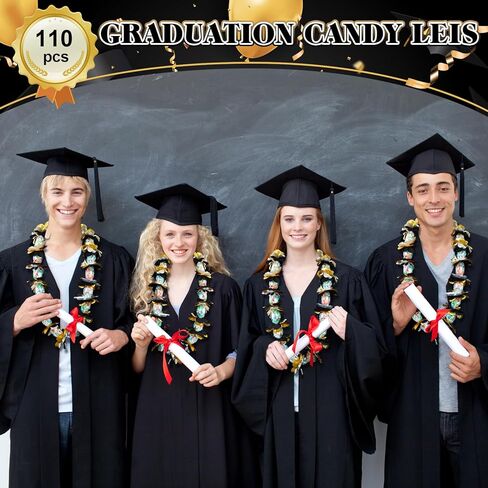 XunYee 610 Pcs Graduation Candy Lei Making Kit Includes Clear 550 ft Poly Tubing Roll 600 Pcs Gold Silver Black Flower Cutouts 9 Rolls Ribbon Bulk for DIY 2024 Graduation Wreaths Party Favor Supplies in Saudi Arabia