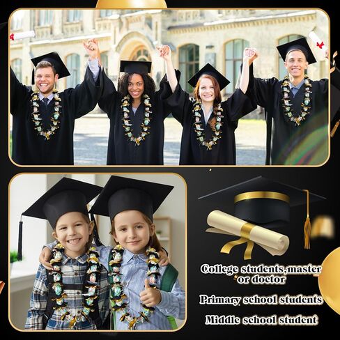 XunYee 610 Pcs Graduation Candy Lei Making Kit Includes Clear 550 ft Poly Tubing Roll 600 Pcs Gold Silver Black Flower Cutouts 9 Rolls Ribbon Bulk for DIY 2024 Graduation Wreaths Party Favor Supplies in Saudi Arabia