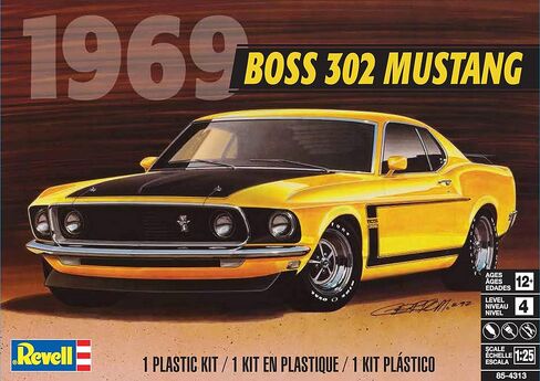 Revell 85-4313 ‘69 Boss 302 Mustang Car Kit 1:25 Scale 109-Piece Skill Level 4 Plastic Model Building Kit , Yellow in Saudi Arabia