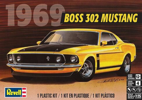 Revell 85-4313 ‘69 Boss 302 Mustang Car Kit 1:25 Scale 109-Piece Skill Level 4 Plastic Model Building Kit , Yellow in Saudi Arabia