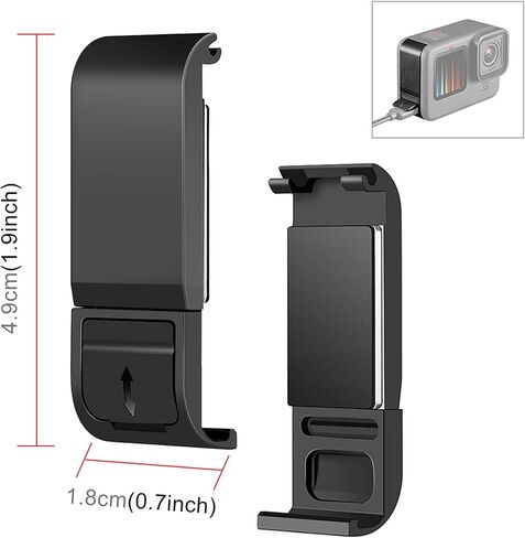 غطاء بطارية Hero 12 11 10 9 مصنوع من سبائك الألومنيوم قابل للإزالة مناسب لكاميرا GoPro باللون الأسود، 2 * غطاء عدسة، غطاء بطارية قابل للإزالة لحماية ملحقات مدونة الفيديو لمحول منفذ الشحن من النوع C in Kuwait