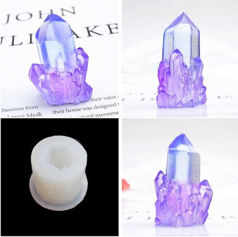 FineInno 8 PCS Crystal Resin Molds, Crystal Cluster Silicone Molds for Resin, Druzy Gem Molds, Iceberg Epoxy Molds for Making Jewelry, Isomalt, Candles in Saudi Arabia
