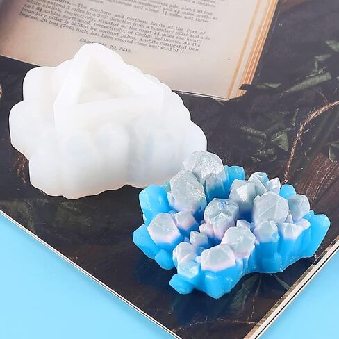 FineInno 8 PCS Crystal Resin Molds, Crystal Cluster Silicone Molds for Resin, Druzy Gem Molds, Iceberg Epoxy Molds for Making Jewelry, Isomalt, Candles in Saudi Arabia