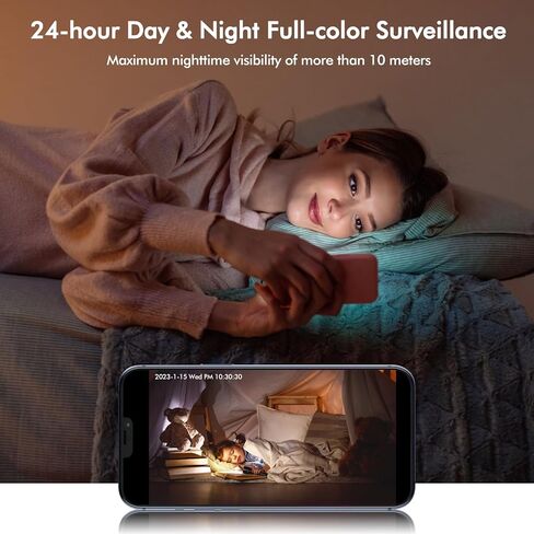كاميرا مراقبة واي فاي 2K - كاميرا منزلية ذكية، اتصال ثنائي الاتجاه، رؤية ليلية، كشف الحركة، رعاية كبار السن والأطفال، مراقبة الحيوانات الأليفة، بطاقة SD والتخزين السحابي in Kuwait