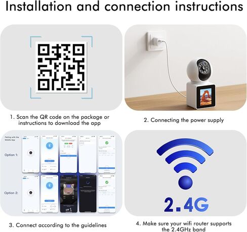 كاميرا مراقبة واي فاي 2K - كاميرا منزلية ذكية، اتصال ثنائي الاتجاه، رؤية ليلية، كشف الحركة، رعاية كبار السن والأطفال، مراقبة الحيوانات الأليفة، بطاقة SD والتخزين السحابي in Kuwait