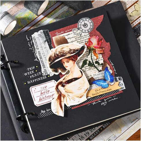 مجموعة شريط واشي عتيق 20 لفة، شريط لاصق زخرفي عتيق بعرض 25/20/15/10/5 مم لحديقة الزهور العتيقة لمستلزمات سجل القصاصات (أسود وأبيض) in Kuwait