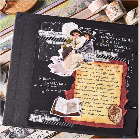 مجموعة شريط واشي عتيق 20 لفة، شريط لاصق زخرفي عتيق بعرض 25/20/15/10/5 مم لحديقة الزهور العتيقة لمستلزمات سجل القصاصات (أسود وأبيض) in Kuwait