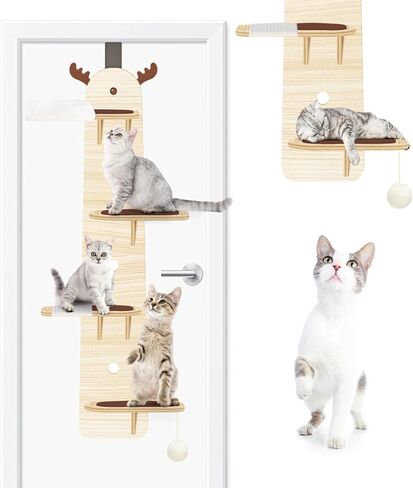 4-Levels Door Hanging Cat Climber Tree,Vertical Cat Tower for Door Mounted Cat Tree, Easily Hangs on Any Door for Endless Feline Fun (59" H X 14"W) in Kuwait