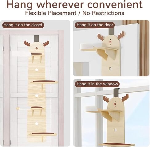 4-Levels Door Hanging Cat Climber Tree,Vertical Cat Tower for Door Mounted Cat Tree, Easily Hangs on Any Door for Endless Feline Fun (59" H X 14"W) in Kuwait