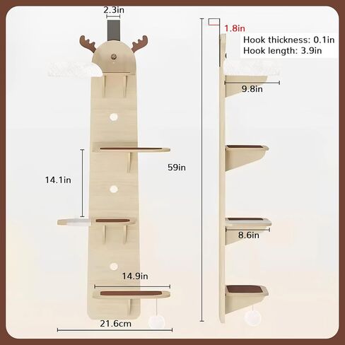4-Levels Door Hanging Cat Climber Tree,Vertical Cat Tower for Door Mounted Cat Tree, Easily Hangs on Any Door for Endless Feline Fun (59" H X 14"W) in Kuwait