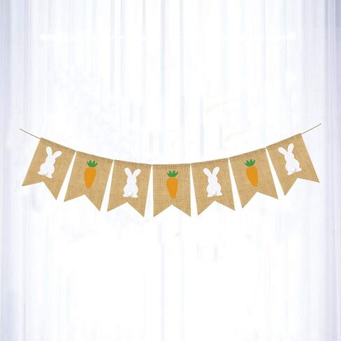 S SNUOY الملونة سعيد عيد الفصح راية زينة عيد الفصح الرايات الأرنب أرنب عيد الفصح الجزرة معلقة الخيش راية الربيع ديكور الطرف in Kuwait