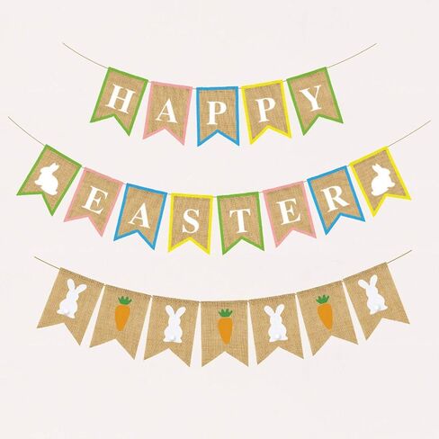 S SNUOY الملونة سعيد عيد الفصح راية زينة عيد الفصح الرايات الأرنب أرنب عيد الفصح الجزرة معلقة الخيش راية الربيع ديكور الطرف in Kuwait