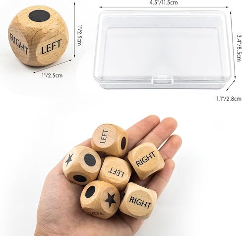 6 قطع من نرد الألعاب في المنتصف الأيسر والأيمن مقاس 1 بوصة مع حقيبة برباط وصندوق تخزين، سهلة التخزين والحمل، مريحة للسفر in Kuwait