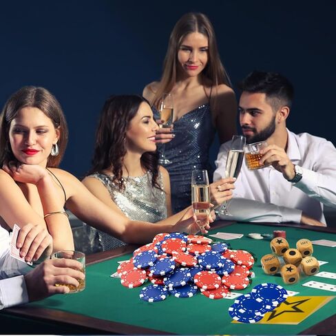 6 قطع من نرد الألعاب في المنتصف الأيسر والأيمن مقاس 1 بوصة مع حقيبة برباط وصندوق تخزين، سهلة التخزين والحمل، مريحة للسفر in Kuwait