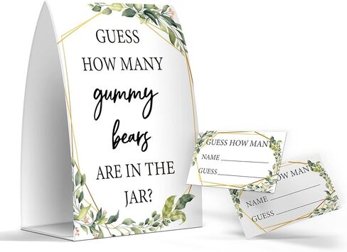 خمن كم عدد الدببة الصمغية الموجودة في الجرة، ألعاب استحمام الطفل الخضراء، حمام الطفل ذو الطابع الأخضر - لافتة واحدة و50 بطاقة (GES11) in Kuwait