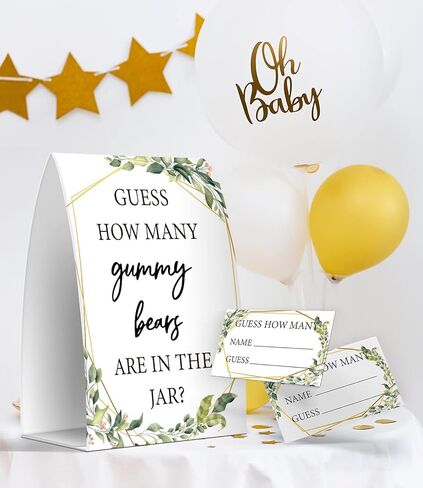 خمن كم عدد الدببة الصمغية الموجودة في الجرة، ألعاب استحمام الطفل الخضراء، حمام الطفل ذو الطابع الأخضر - لافتة واحدة و50 بطاقة (GES11) in Kuwait