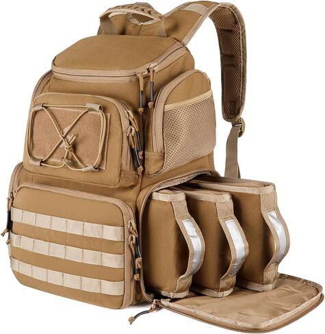 Tactical Range Backpack for Handguns and Ammo, Gun Cases Bag with 3 Pistol Carrying Cases for Hunting Shooting in Saudi Arabia
