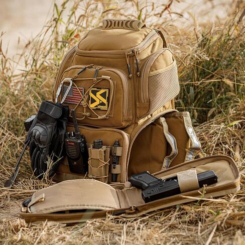 Tactical Range Backpack for Handguns and Ammo, Gun Cases Bag with 3 Pistol Carrying Cases for Hunting Shooting in Saudi Arabia