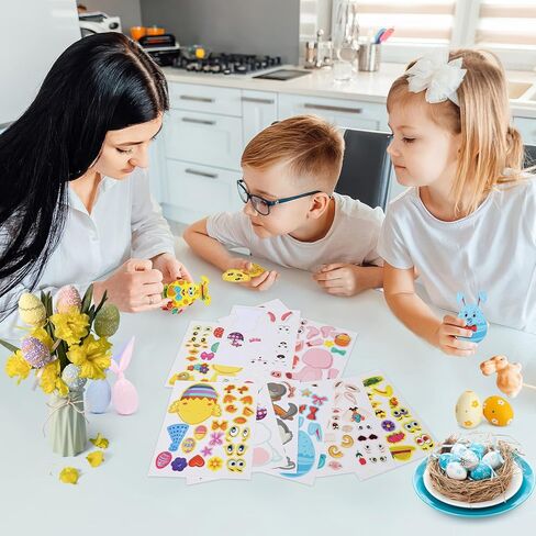 36 قطعة من ملصقات FairyLee لعيد الفصح تصنع وجهًا، ملصقات حيوانات لأنشطة الفصول المدرسية العائلية، اصنع ملصقاتك الخاصة مع نمط خروف الأرنب والخنزير والفرخ من أجل لوازم حفلات عيد الفصح in Kuwait