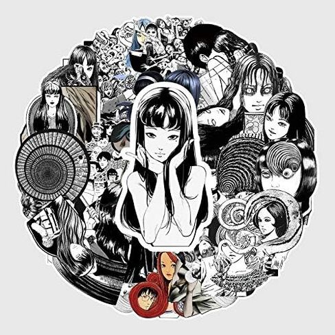 50 قطعة ملصق الرعب الهزلي أبيض وأسود اليابان أنيمي تومي سكيت التوضيح الأمتعة المحمول ملصقات مقاومة للماء طفل in Kuwait