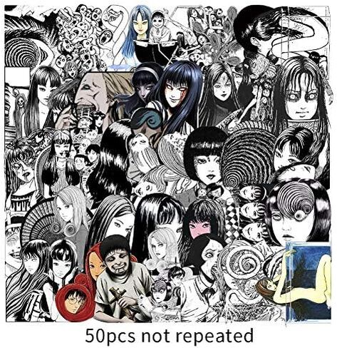 50 قطعة ملصق الرعب الهزلي أبيض وأسود اليابان أنيمي تومي سكيت التوضيح الأمتعة المحمول ملصقات مقاومة للماء طفل in Kuwait