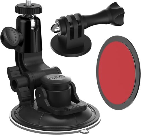 حامل كاميرا السيارة (1/4 برغي)، حامل كاميرا Charchendo للزجاج الأمامي وكأس شفط لوحة القيادة (قطر 90 مم) مع دوران 360 درجة للكاميرا الرياضية، ومسجل الفيديو، وGoPro Hero 10 9 8 7، وSjcam، وYicam إلخ in Kuwait