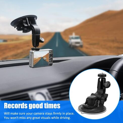 حامل كاميرا السيارة (1/4 برغي)، حامل كاميرا Charchendo للزجاج الأمامي وكأس شفط لوحة القيادة (قطر 90 مم) مع دوران 360 درجة للكاميرا الرياضية، ومسجل الفيديو، وGoPro Hero 10 9 8 7، وSjcam، وYicam إلخ in Kuwait