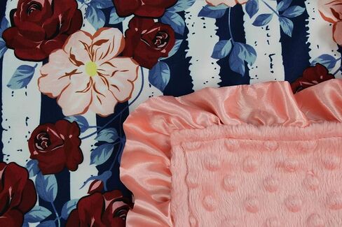بطانية الأطفال الفاخرة ذات الأزهار من Dear Baby Gear - هدايا مينكي ذات وجهين ومعلم وحديثي الولادة للفتيات والفتيان - زهور مائية زرقاء على الأبيض، ومنكي أبيض، وكشكشة بيضاء، 43 × 33 بوصة in Kuwait