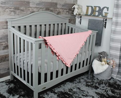 بطانية الأطفال الفاخرة ذات الأزهار من Dear Baby Gear - هدايا مينكي ذات وجهين ومعلم وحديثي الولادة للفتيات والفتيان - زهور مائية زرقاء على الأبيض، ومنكي أبيض، وكشكشة بيضاء، 43 × 33 بوصة in Kuwait