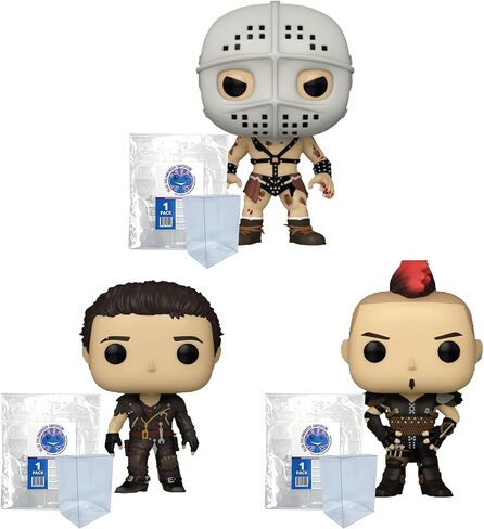 حافظة حماية من Blue Salamander Emporium + حزمة مجسمات من الفينيل - تتضمن مجموعة Mad Max Road Warrior المكونة من 3 قطع: Wez #1470، Max #1469، The Humungus #1468 + 3 حافظات حماية بلاستيكية in Kuwait