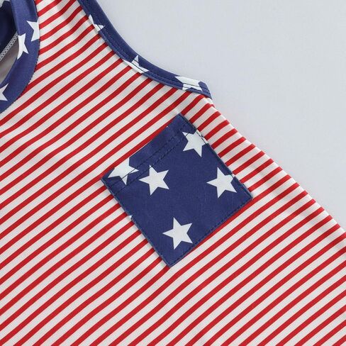 Twopumpkin Newborn Baby Boy Girl 4th of July Outfit American Flag Romper Sleeveess Jumpsuit Memoroal Day Patriotic Clothes in Saudi Arabia