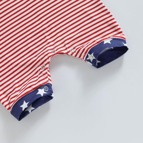 Twopumpkin Newborn Baby Boy Girl 4th of July Outfit American Flag Romper Sleeveess Jumpsuit Memoroal Day Patriotic Clothes in Saudi Arabia