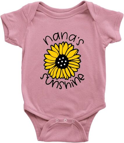 Nana's Sunshine - بدلة قطعة واحدة للأطفال الرضع بطبعة ممتعة رومبير لطيف للأطفال من عمر 0 ​​إلى 3 أشهر بأكمام طويلة باللون الأبيض in Saudi Arabia