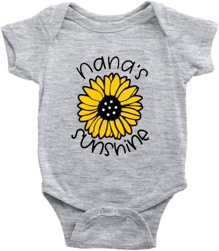Nana's Sunshine - بدلة قطعة واحدة للأطفال الرضع بطبعة ممتعة رومبير لطيف للأطفال من عمر 0 ​​إلى 3 أشهر بأكمام طويلة باللون الأبيض in Saudi Arabia
