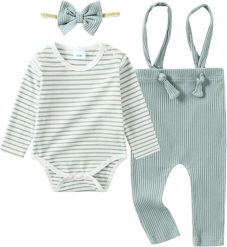 CARETOO Newborn Baby Girls Clothes, 0-18 Months Infant Romper Overalls Outfit Floral Long Sleeve Pant Set in Saudi Arabia