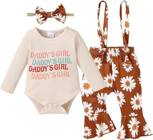 CARETOO Newborn Baby Girls Clothes, 0-18 Months Infant Romper Overalls Outfit Floral Long Sleeve Pant Set in Saudi Arabia