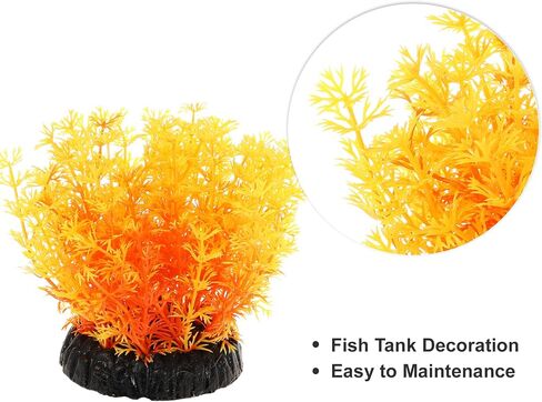 VOCOSTE 1 Pcs Aquarium Plastic Plants, Artificial Aquatic Plant for Fish Tank Plants Decoration, Yellow in Saudi Arabia