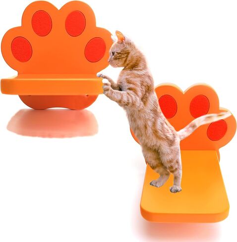 سلالم مثبتة على الحائط للقطط، لوحة أرفف مثبتة على الحائط للقطط، مجموعة أرفف حائط خشبية للقطط متسلقة على الحائط، مجموعة أعمدة خدش للقطط للتسلق واللعب والاسترخاء in Kuwait