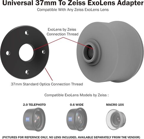 Universal 37mm Step-up Adapter for Zeiss Exolens for use with DREAMGRIP, Beastgrip, Helium Core, and Other rigs with 37mm Thread in Kuwait