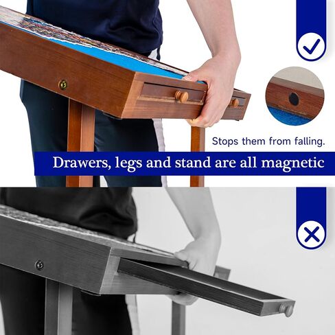 طاولة أحجية الصور المقطوعة من Tektalk مع أرجل قابلة للطي وحامل مائل، لوحة ألغاز مع غطاء من البولي بروبيلين و6 أدراج ملونة، تخزين 1500، 1000، 500 قطعة أحجية الصور المقطوعة in Kuwait