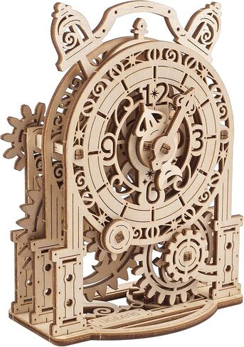 UGEARS Vintage Alarm Clock 3D Puzzle - Wooden Model Kit for Adults to Build - Mechanical Model Desk Clock Making Kit - 3D Jigsaw Puzzle Wood Toy Clock - DIY Brain Teaser Puzzle Construction Set in Saudi Arabia